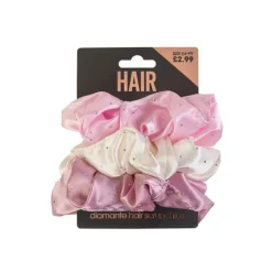 Hair Accessories^Beauty Outlet 3 Diamante Scrunchies Pink BEAU399