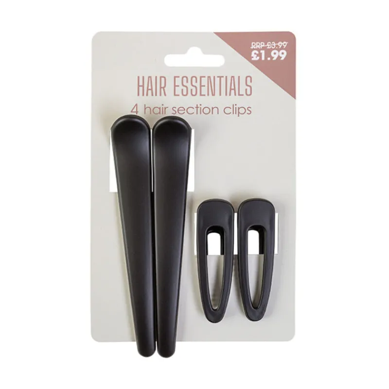 Hair Accessories^Beauty Outlet 4 Section Clips Black BEAU538