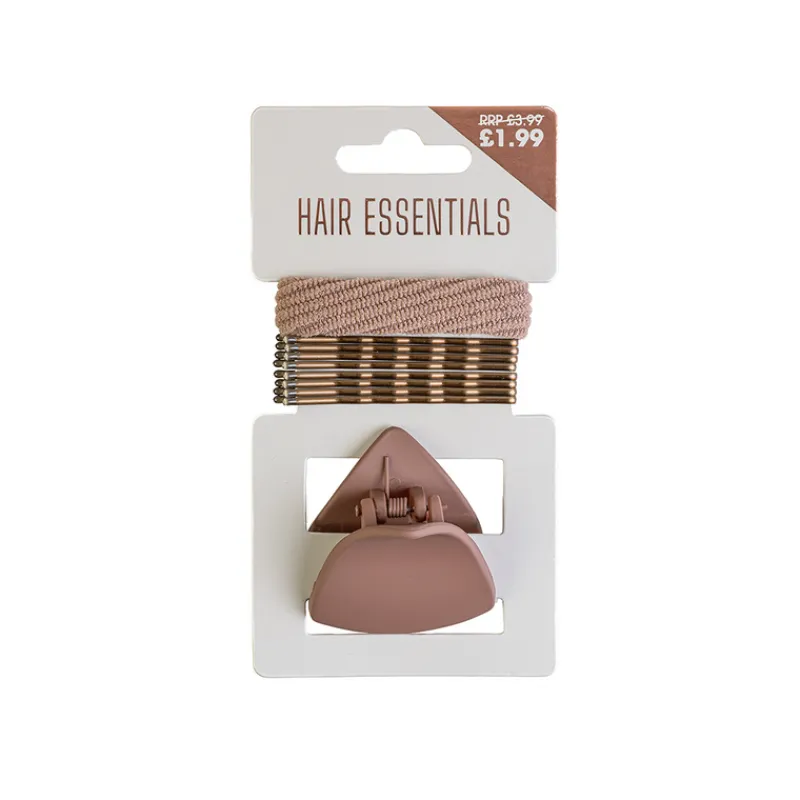 Hair Accessories^Beauty Outlet Triangle Claw Clip & Elastics Brown BEAU470