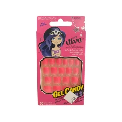 False Nails^Kiss Broadway Little Diva 20 Nails 60700 Pink & Silver Glitter