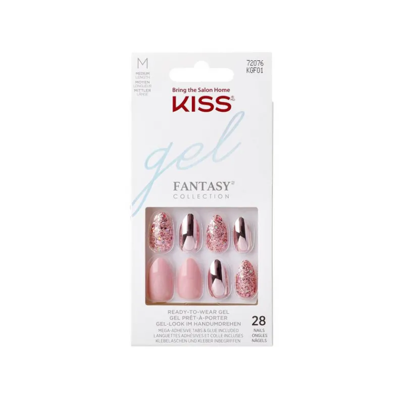 False Nails^Kiss Glam Fantasy 28 Medium Nails Metallic Pink 72076 KGF01