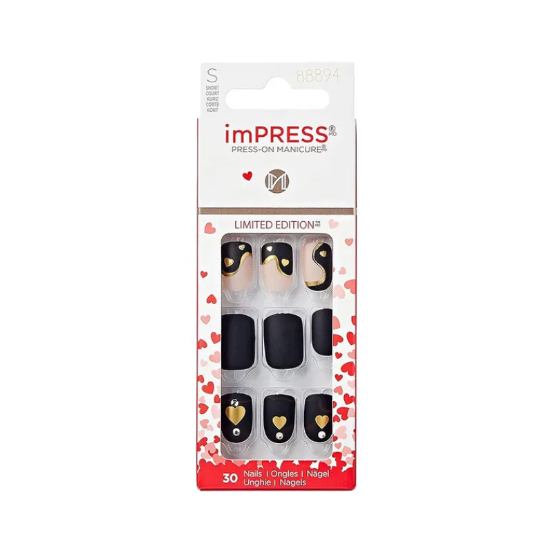 False Nails^Kiss Impress 30 Short Nails Heart Beat 88894