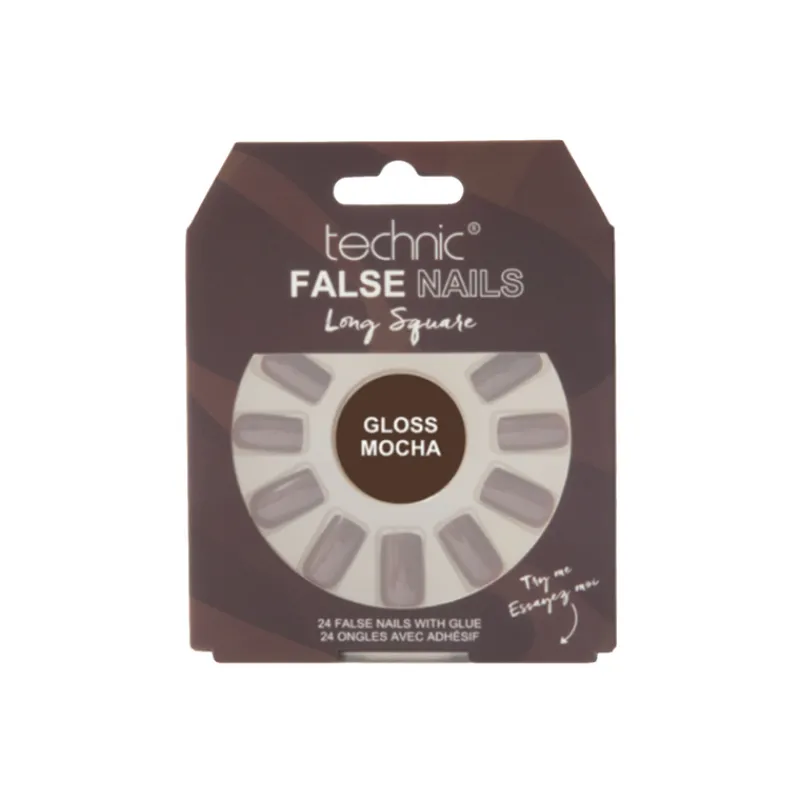 False Nails^Technic Long Square False Nails Gloss Mocha