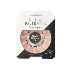 False Nails^Technic Long Square False Nail Black French Tip