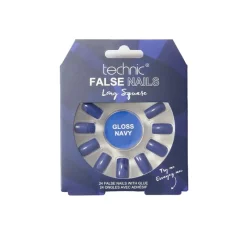 False Nails^Technic Long Square False Nails Gloss Navy