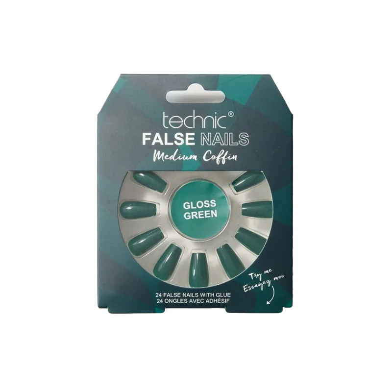 False Nails^Technic Medium Coffin False Nails Gloss Green